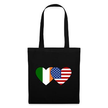 Ireland USA Flag Heart - Tote Bag - black - Front