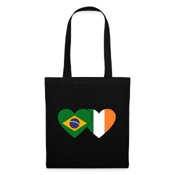 Brasilien Irland Flagge Herz - Stoffbeutel - Schwarz - Vorne