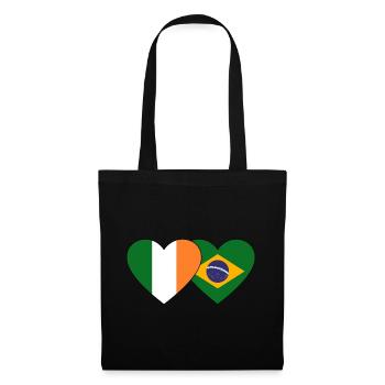 Irland Brasilien Flagge Herz - Stoffbeutel - Schwarz - Vorne