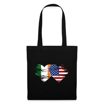 Ireland USA flag heart used - Tote Bag - black - Front