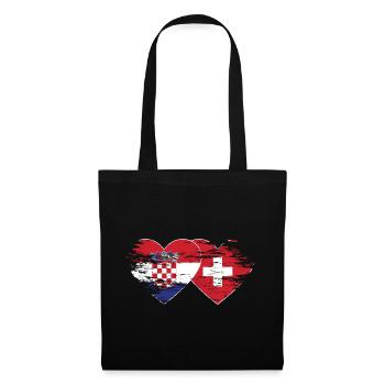Croatie Suisse drapeau coeur utilisé - Sac en tissu - noir - Devant