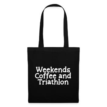 Weekends Coffee And Triathlon - Stoffbeutel - Schwarz - Vorne