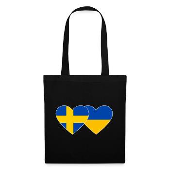 Suède Ukraine drapeau coeur - Sac en tissu - noir - Devant