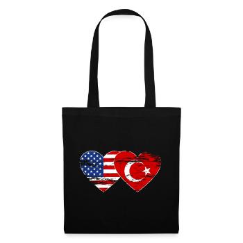 Turkey USA flag heart used - Tote Bag - black - Front