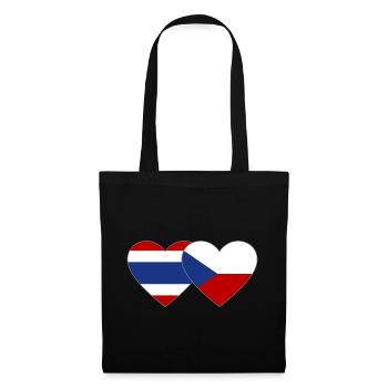Thailand Tschechien Flagge Herz - Stoffbeutel - Schwarz - Vorne