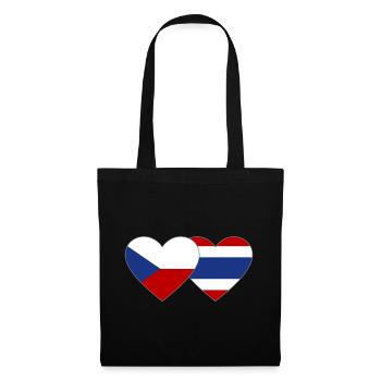 Tschechien Thailand Flagge Herz - Stoffbeutel - Schwarz - Vorne