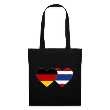 Deutschland Thailand Flagge Herz - Stoffbeutel - Schwarz - Vorne