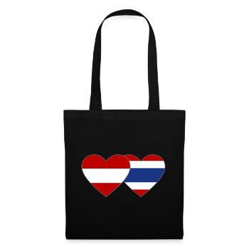 Österreich Thailand Flagge Herz - Stoffbeutel - Schwarz - Vorne