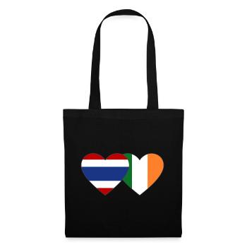 Thailand Irland Flagge Herz - Stoffbeutel - Schwarz - Vorne