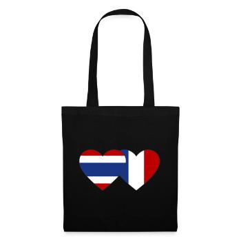 Thaïlande France Drapeau Coeur - Sac en tissu - noir - Devant