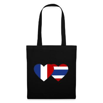 Frankreich Thailand Flagge Herz - Stoffbeutel - Schwarz - Vorne