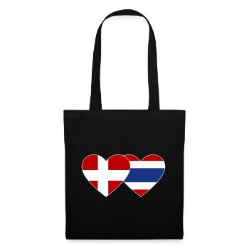 Dänemark Thailand Flagge Herz - Stoffbeutel - Schwarz - Vorne