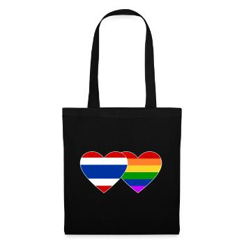 Thailand LGBT Flagge Herz - Stoffbeutel - Schwarz - Vorne