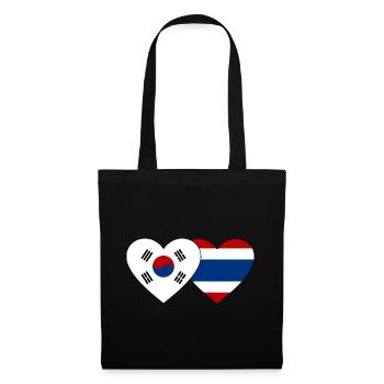 Südkorea Thailand Flagge Herz - Stoffbeutel - Schwarz - Vorne