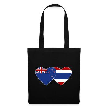 Neuseeland Thailand Flagge Herz - Stoffbeutel - Schwarz - Vorne