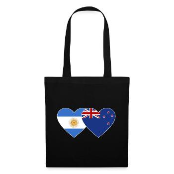 Drapeau de l’Argentine et de la Nouvelle-Zélande Coeur - Sac en tissu - noir - Devant