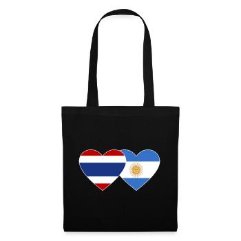 Coeur de drapeau Thaïlande Argentine - Sac en tissu - noir - Devant