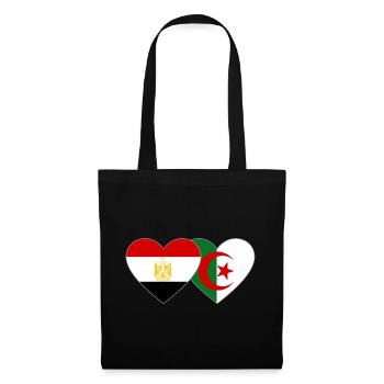 Ägypten Algerien Flagge Herz - Stoffbeutel - Schwarz - Vorne