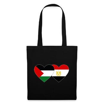 Palestine Egypt Flag Heart - Tote Bag - black - Front