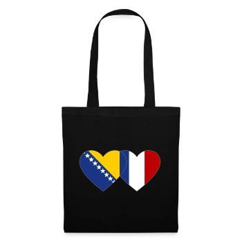 Bosnie France Drapeau Coeur - Sac en tissu - noir - Devant