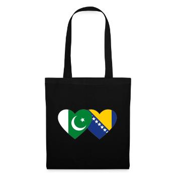 Pakistan Bosnie drapeau coeur - Sac en tissu - noir - Devant