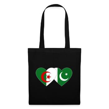 Algeria Pakistan Flag Heart - Tote Bag - black - Front