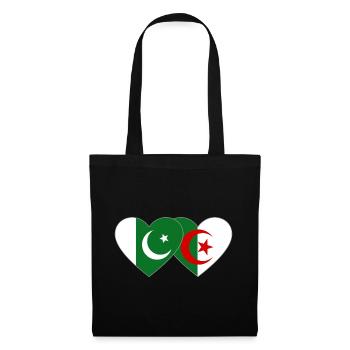 Pakistan Algerien Flagge Herz - Stoffbeutel - Schwarz - Vorne