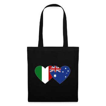 Italien Australien Flagge Herz - Stoffbeutel - Schwarz - Vorne