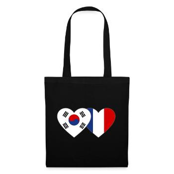 South Korea France Flag Heart - Tote Bag - black - Front