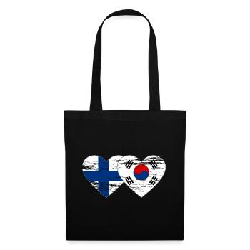 Finlande Corée du Sud drapeau coeur utilisé - Sac en tissu - noir - Devant