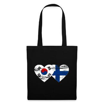Corée du Sud Finlande Drapeau Coeur Utilisé - Sac en tissu - noir - Devant