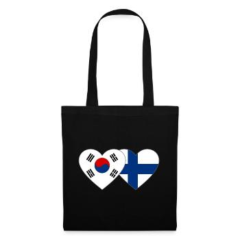 Corée du Sud Finlande Drapeau Coeur - Sac en tissu - noir - Devant