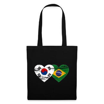 South Korea Brazil Flag Heart Used - Tote Bag - black - Front