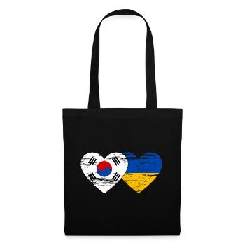 Südkorea Ukraine Flagge Herz used - Stoffbeutel - Schwarz - Vorne