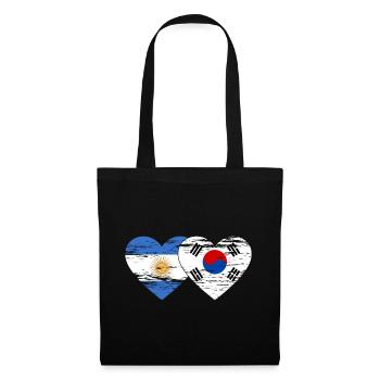 Argentina South Korea Flag Heart Used - Tote Bag - black - Front