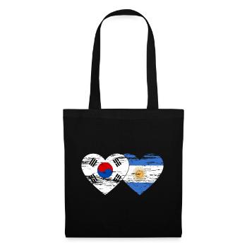 Corée du Sud Argentine Drapeau Coeur Utilisé - Sac en tissu - noir - Devant