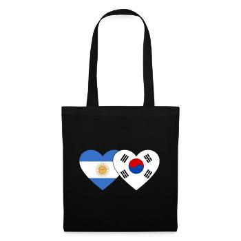 Argentine Corée du Sud Drapeau Coeur - Sac en tissu - noir - Devant
