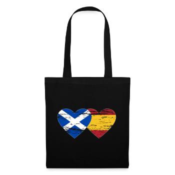 Scotland Spain Flag Heart Used - Tote Bag - black - Front