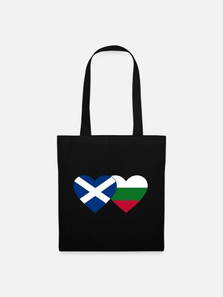 Schottland Bulgarien Flagge Herz - Stoffbeutel - Schwarz