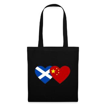 Ecosse Chine drapeau coeur - Sac en tissu - noir - Devant