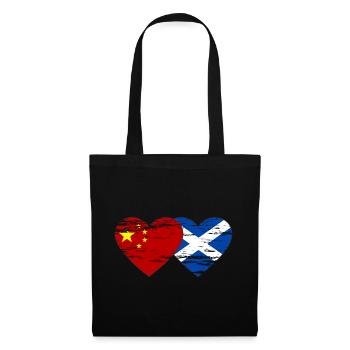 Scotland China Flag Heart Used - Tote Bag - black - Front