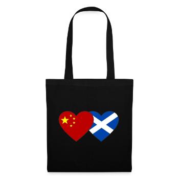Scotland China Flag Heart - Tote Bag - black - Front