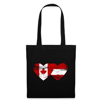 Canada Austria flag heart used - Tote Bag - black - Front