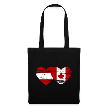 Austria Canada flag heart used - Tote Bag - black - Front