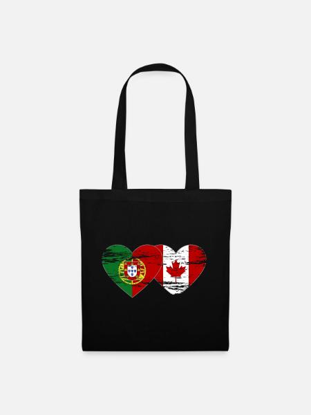 Coeur de drapeau du Portugal Canada utilisé - Sac en tissu - noir