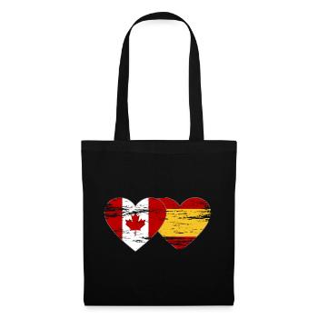 Coeur de drapeau Canada Espagne utilisé - Sac en tissu - noir - Devant