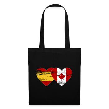 Spain Canada flag heart used - Tote Bag - black - Front