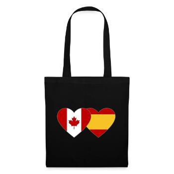 Canada Espagne Drapeau Coeur - Sac en tissu - noir - Devant