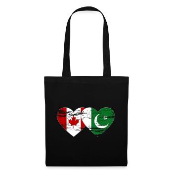 Coeur de drapeau du Canada Pakistan utilisé - Sac en tissu - noir - Devant