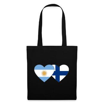 Argentine Finlande Drapeau Coeur - Sac en tissu - noir - Devant